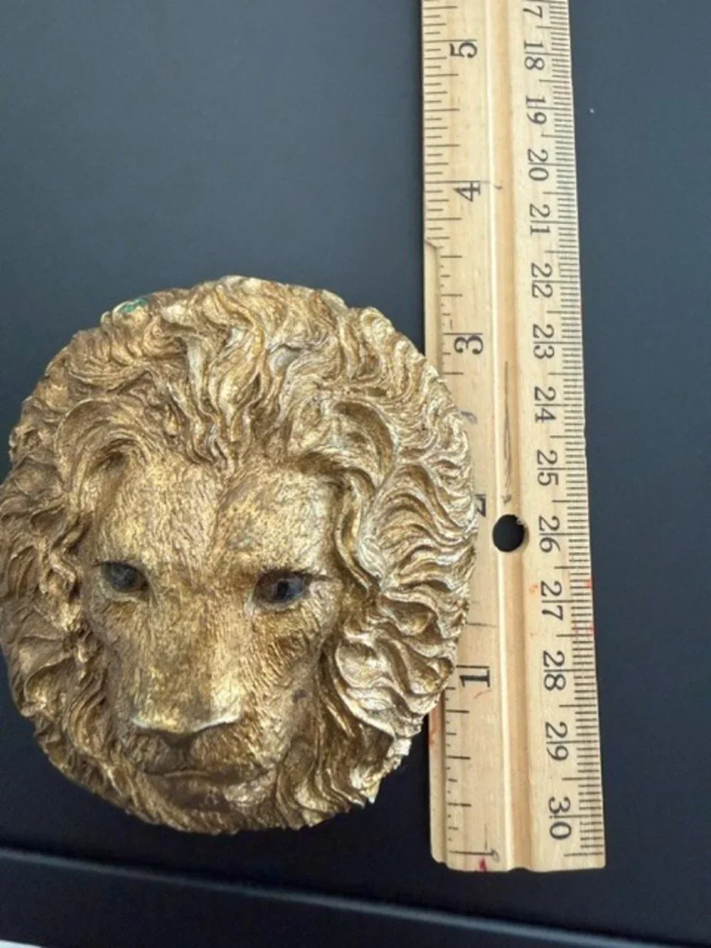 Vintage Charmant Belt Buckle Lion Face Beverly Hills Glass Eyes Wall Plaque Gold